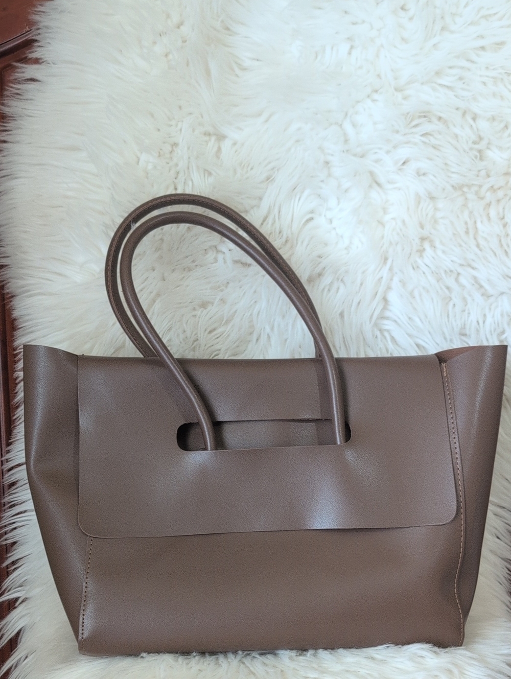 SHEIN Brown Minimalist Tote Bag